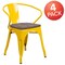 Flash Furniture Yellow Metal Chair with Wood Seat and Arms, PK4 4-CH-31270-YL-WD-GG - alternate 3